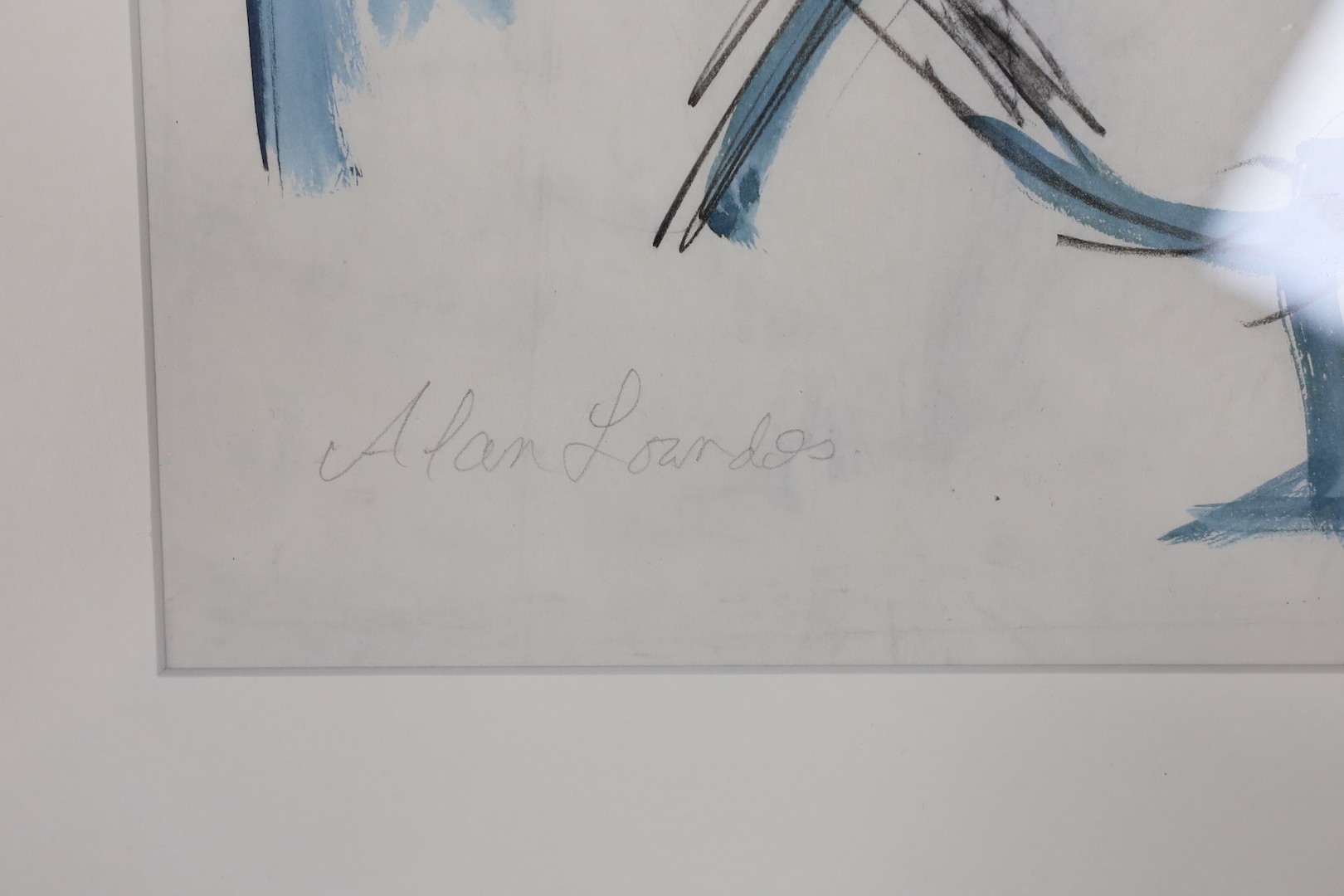 Alan Lowndes (1921-1978), black pencil and watercolour, Study of a cockerel, signed, 24 x 33cm